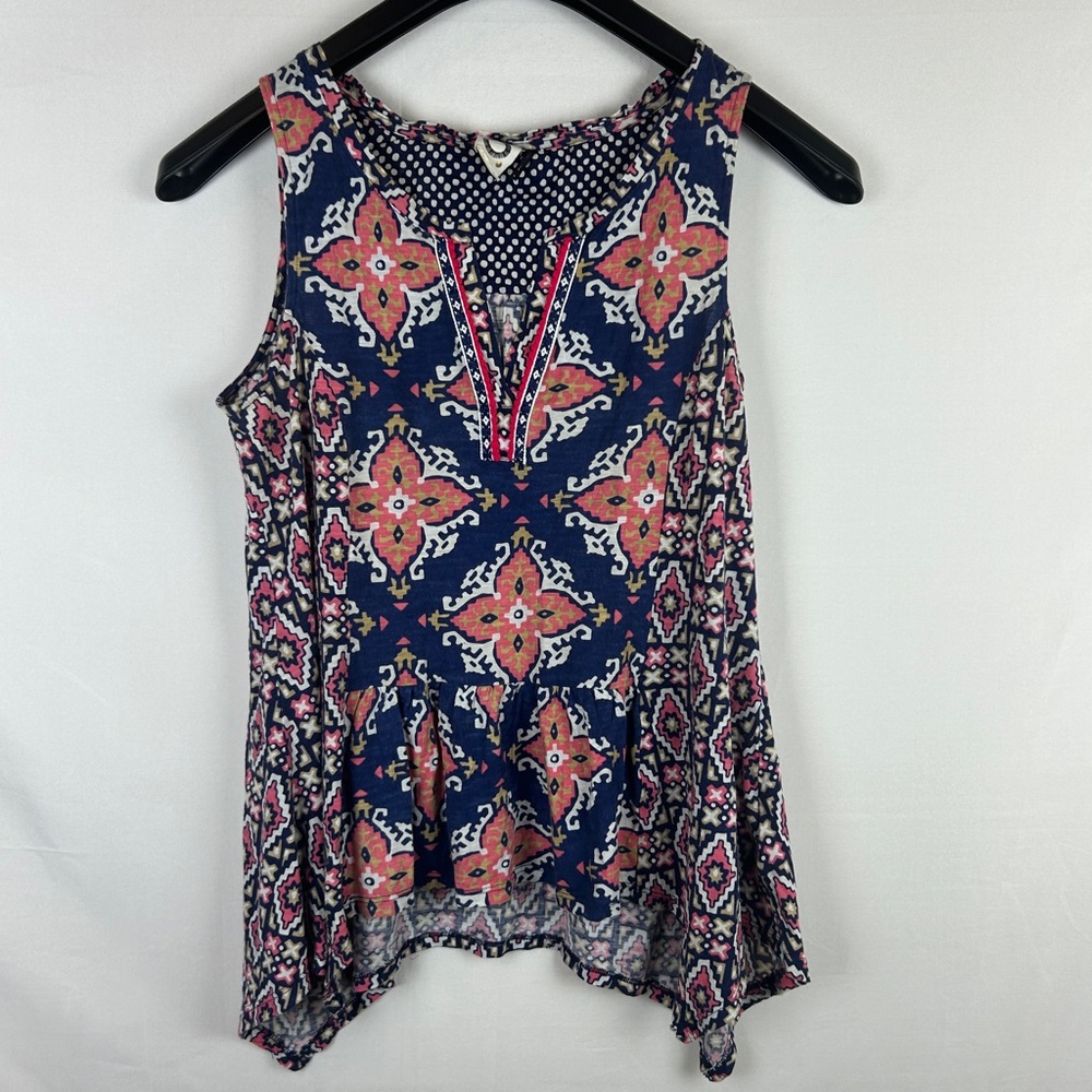 Floral Sleeveless Top - Navy and Pink